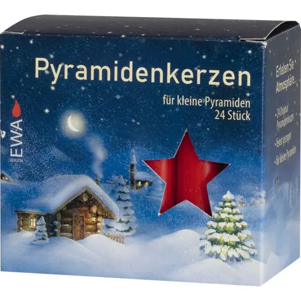 Pyramidenkerzen, ⌀ 1,4 cm, 7,4 cm hoch, 24-er Pack, rot