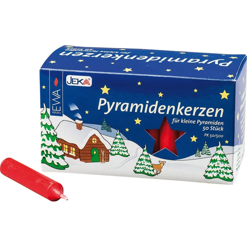 Pyramidenkerzen ⌀ 1,4 cm, 7,4 cm hoch, 50er Pack, rot