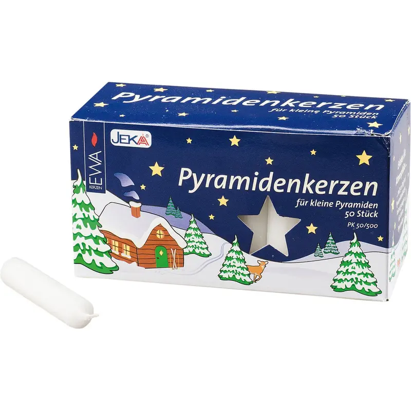 Pyramidenkerzen ⌀ 1,4 cm, 7,4 cm hoch, 50er Pack, weiß