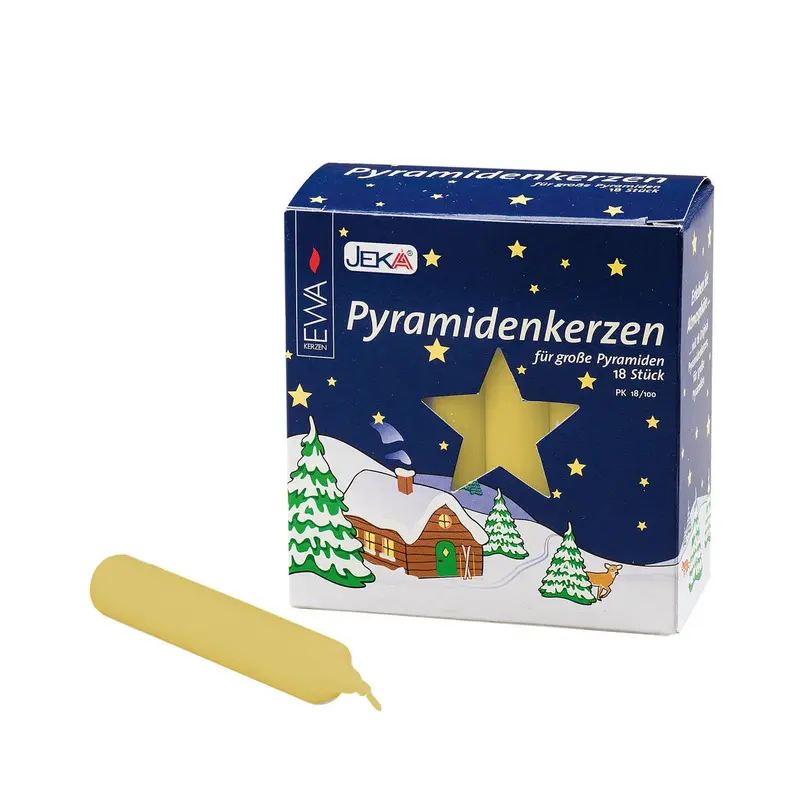 Pyramidenkerzen ⌀ 1,7 cm, 10,5 cm hoch 18er Pack, naturfarben