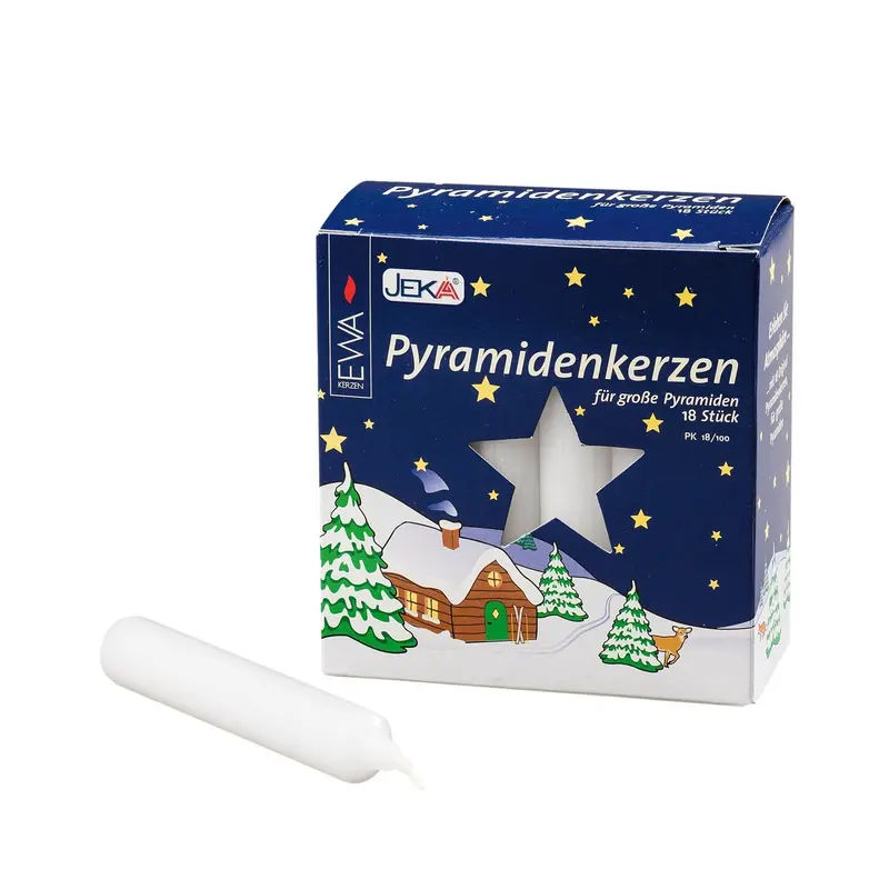 Pyramidenkerzen  ⌀ 1,7 cm, 10,5 cm hoch, 18er Pack, weiß