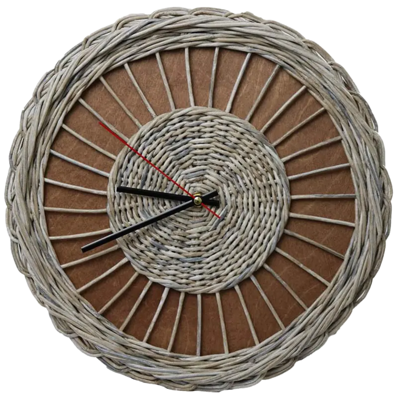 Rattan-Wanduhr Weave handgefertigt & geräuschlos