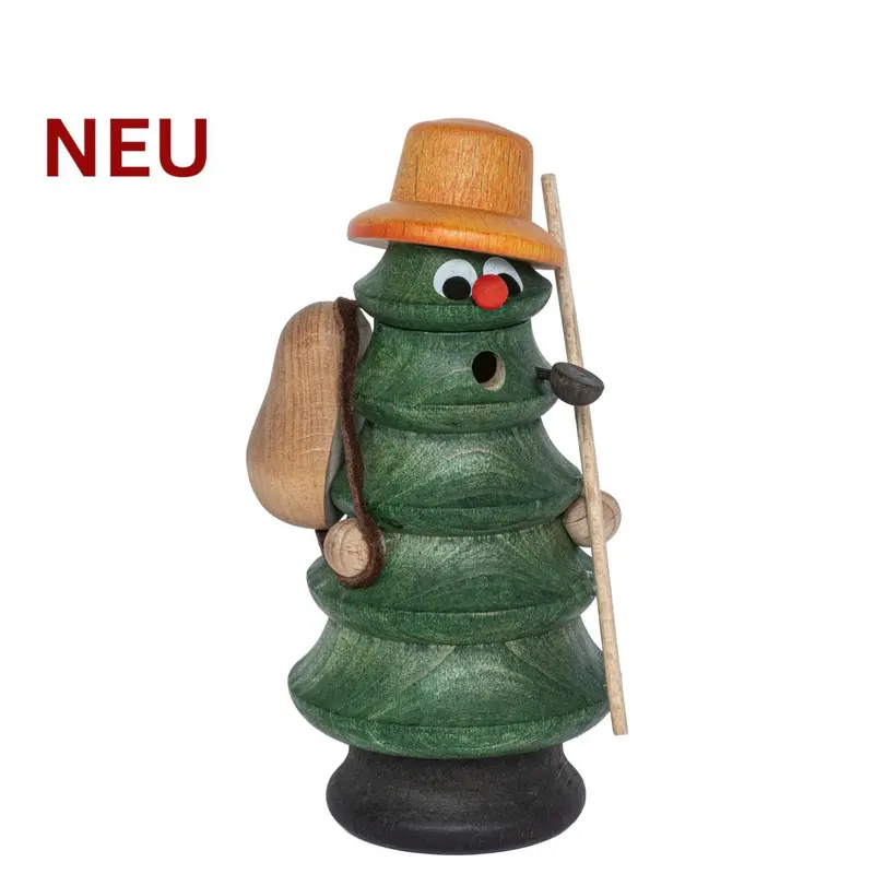 Räuchermännchen Baum "Wanderer" inkl. 5 Räucherkerzen , farbig, 15 cm