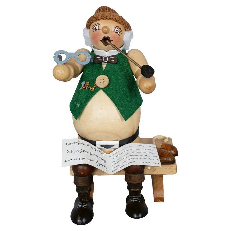 Räuchermännchen "Dickbauch Opa auf Bank", farbig, 23 cm