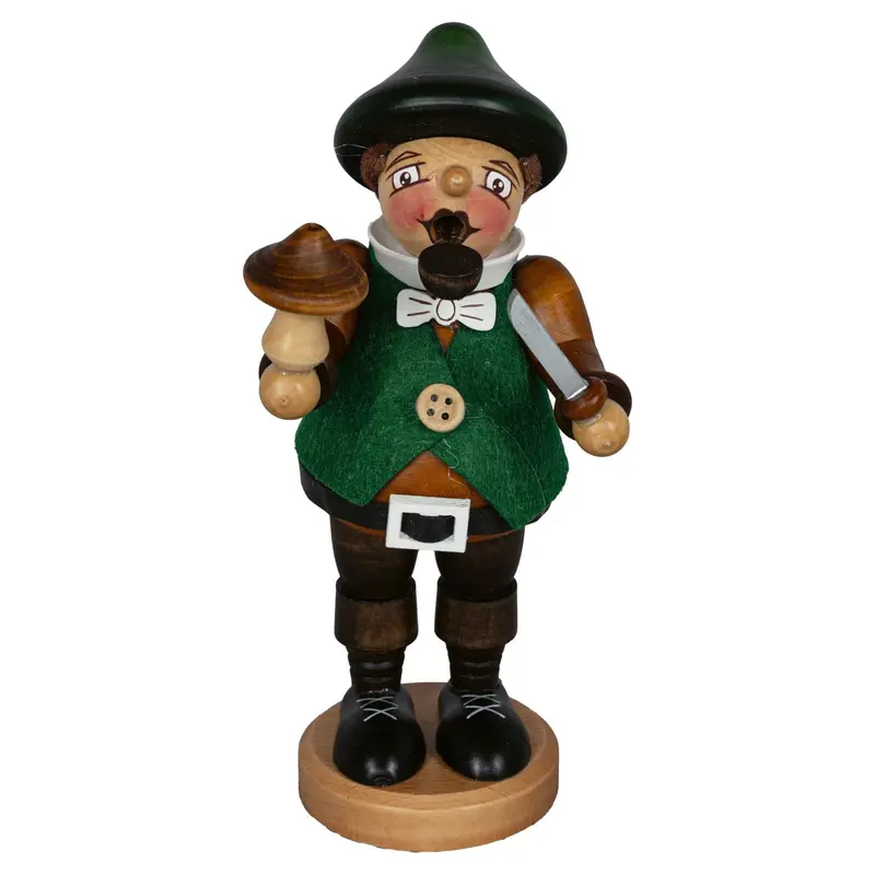 Räuchermännchen "Dickbauch Pilzsammler", farbig, 16 cm