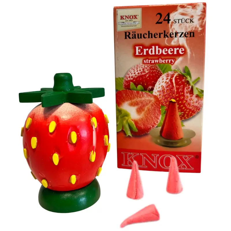 Räuchermännchen "Erdbeere'', inkl. Räucherkerzen Erdbeer-Duft, farbig, 8 cm