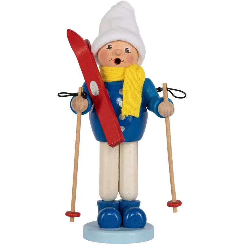 Räuchermännchen "Junge mit Ski", farbig, 23 cm