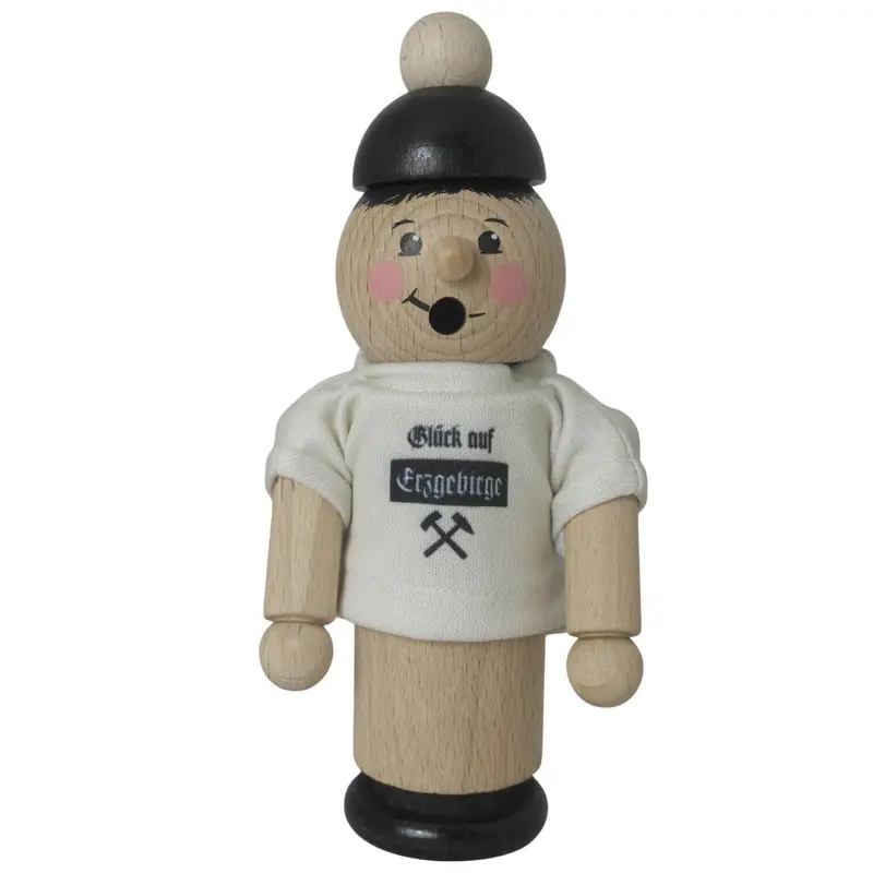 Räuchermännchen mit T-Shirt Erzgebirge "Glück auf", 17 cm