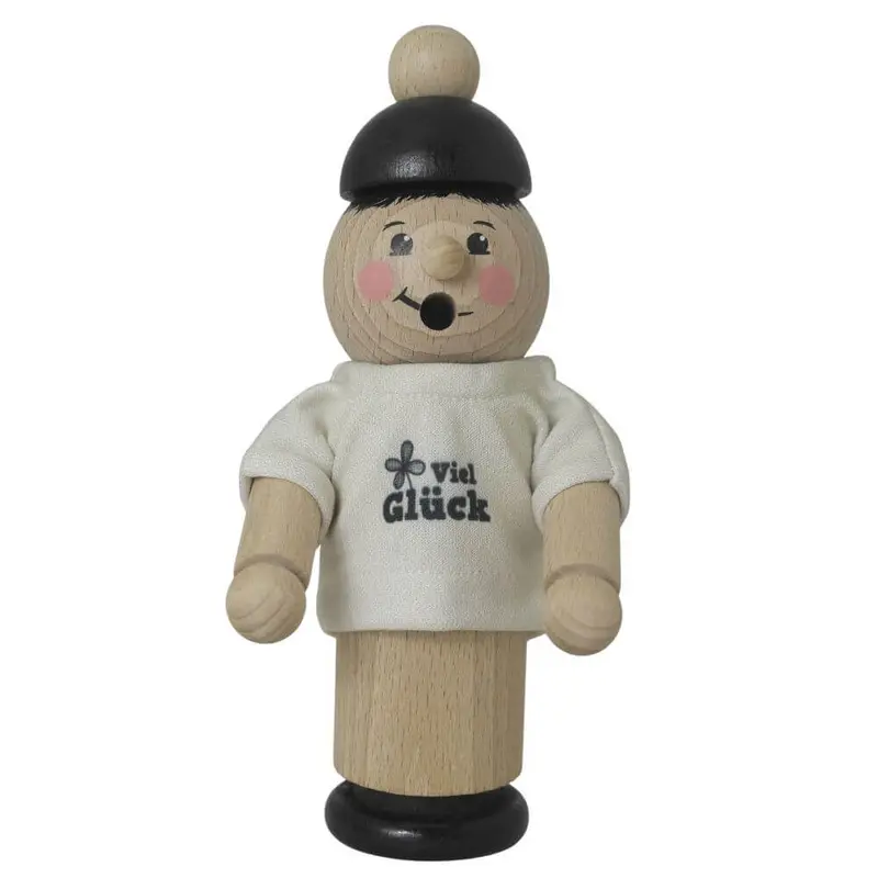Räuchermännchen mit T-Shirt "Viel Glück", 17 cm