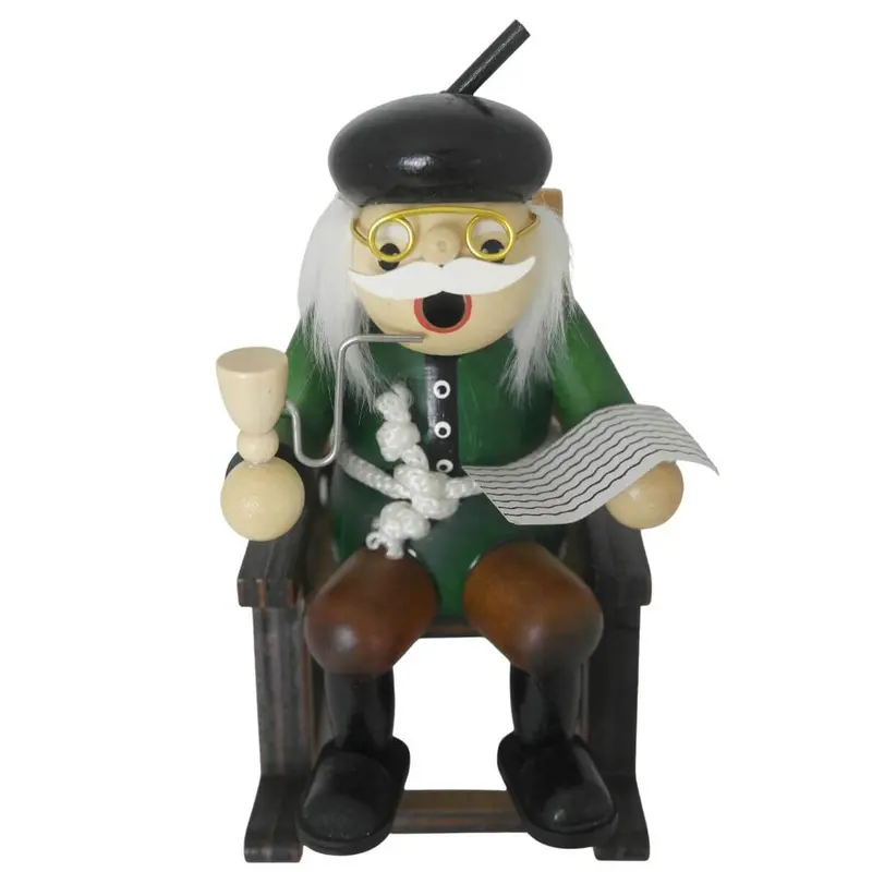 Räuchermännchen "Opa im Schaukelstuhl", farbig, 16 cm