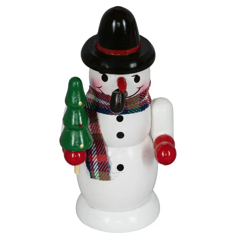 Räuchermännchen "Schneemann mit Tanne", farbig, 10 cm