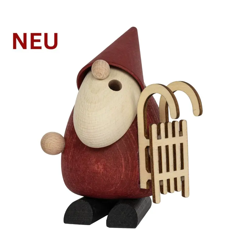 Räuchermännchen "Weihnachtsmann mit Schlitten", farbig, 11 cm