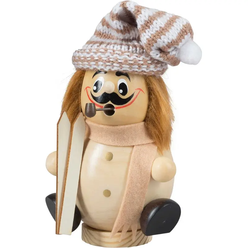 Räuchermännchen Wichtel "Skifahrer", natur, 17 cm