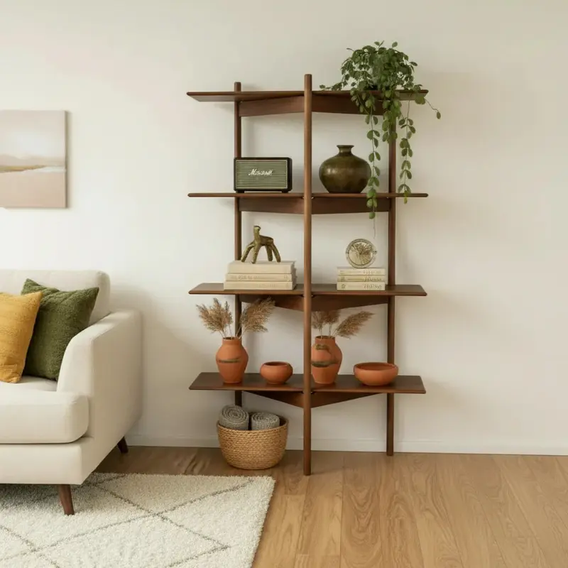 Regal AMBER Curve 102 – Massivholz-Regal im Mid-Century-Stil