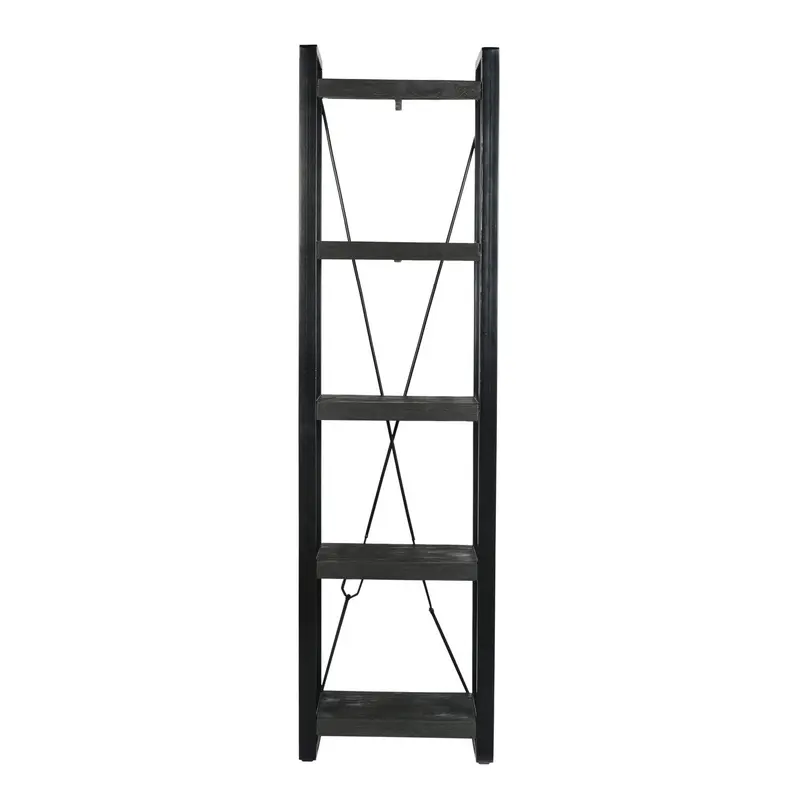 Regal Norris 200cm aus Massivholz - Schwarz