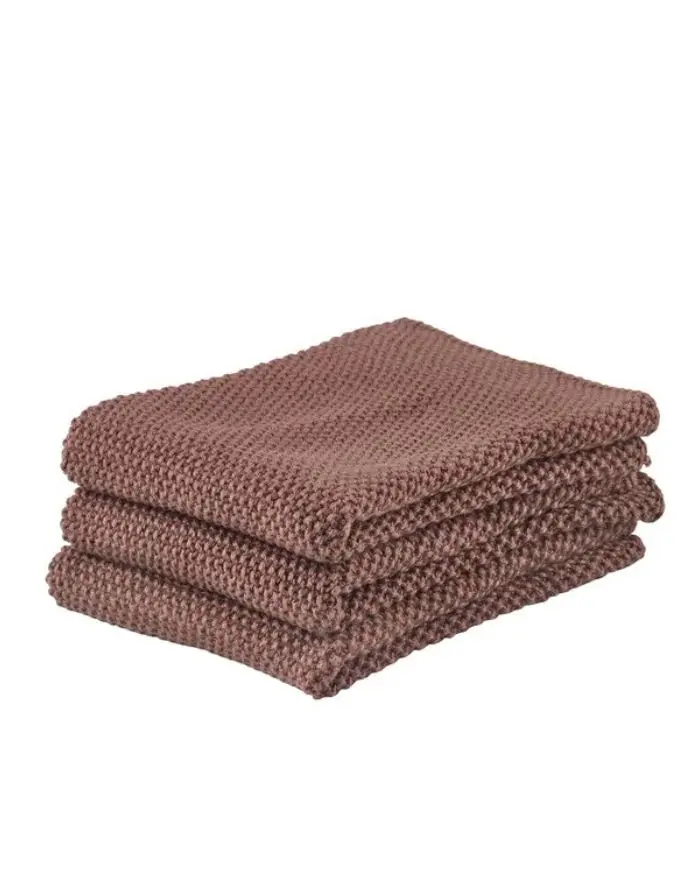 Reinigungstuch-Set aus Baumwolle 3tlg. I Brown