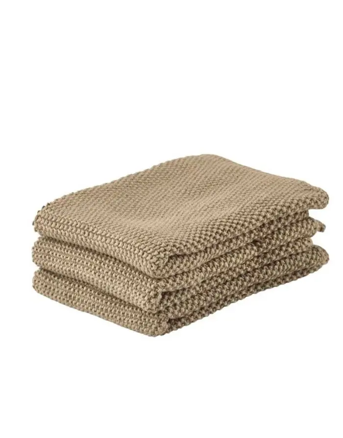 Reinigungstuch-Set aus Baumwolle 3tlg. I Khaki