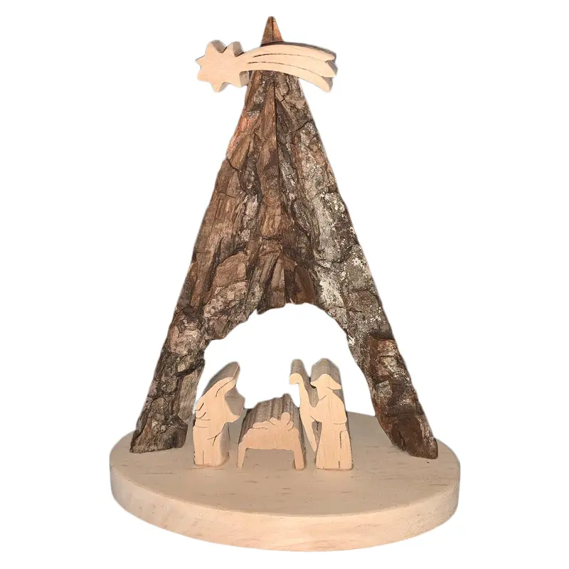 Rindenkrippe "Dreieck modern" aus Holz