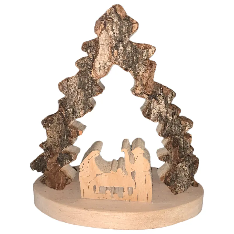 Rindenkrippe "Welle" aus Holz