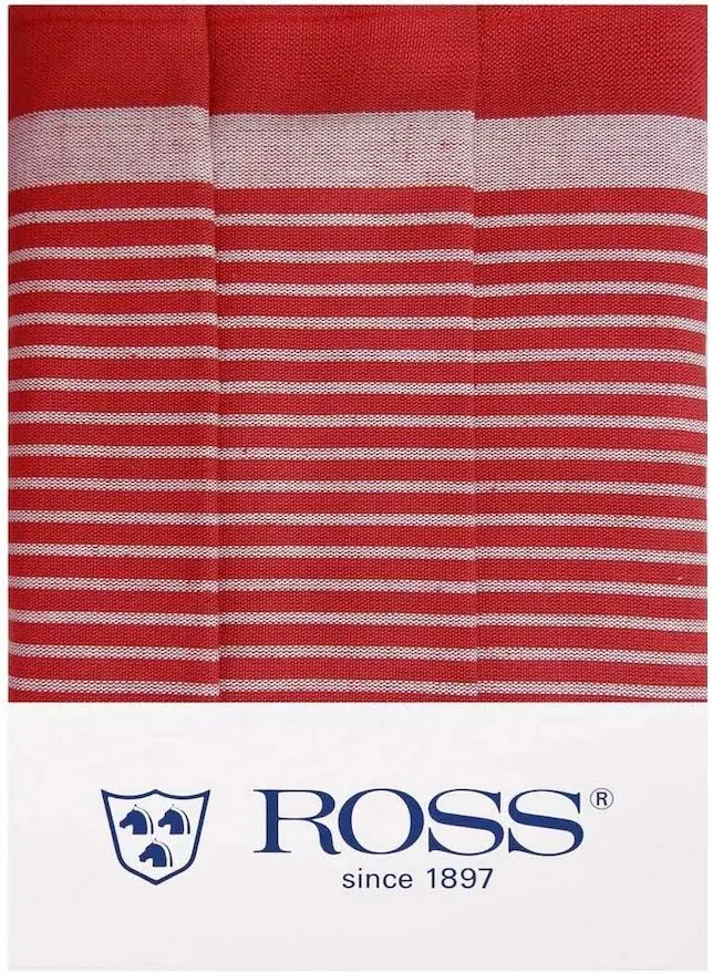 Ross 3er Pack Zwirn Halbleinen Geschirrtücher 914 Streifenfond rot