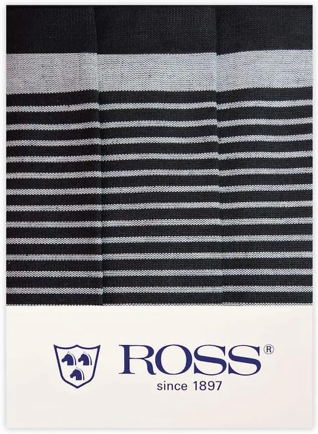 Ross 3er Pack Zwirn Halbleinen Geschirrtücher 914 Streifenfond schwarz
