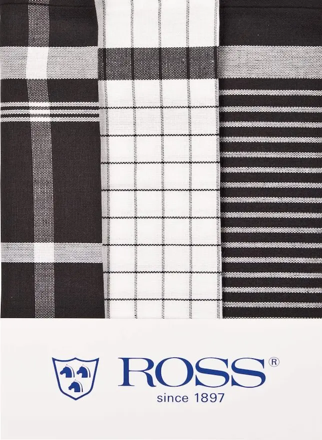 Ross 3er Pack Zwirn Halbleinen Geschirrtücher 915 Exclusiv schwarz