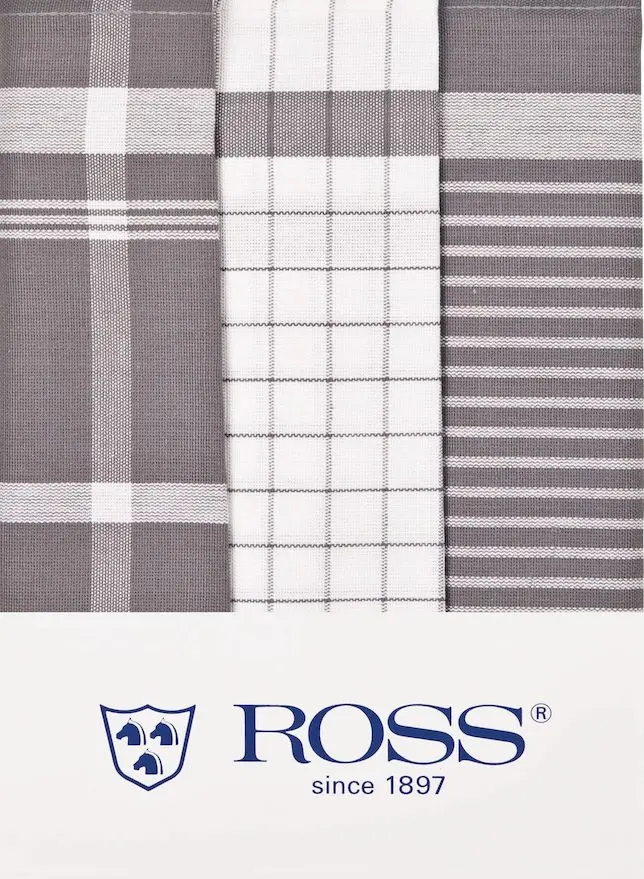 Ross 3er Pack Zwirn Halbleinen Geschirrtücher 915 Exclusiv silber
