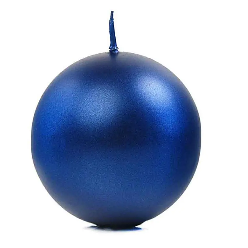 Runde Kerzen 8cm 6er-Pack metallic-dunkelblau