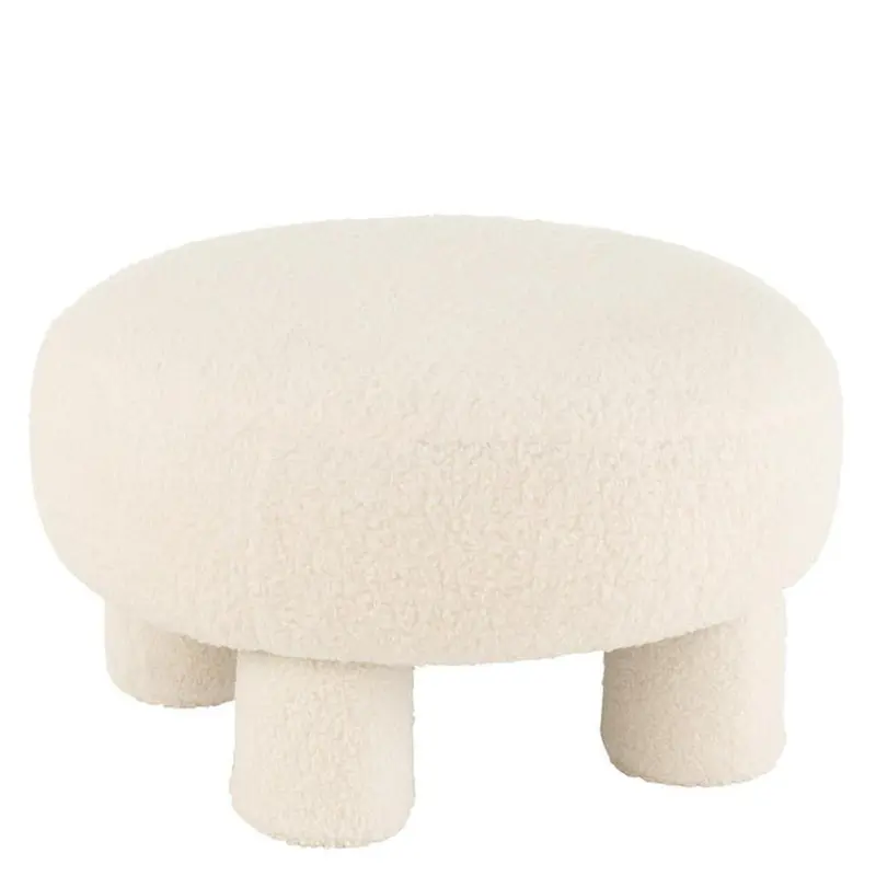 Runder Hocker Teddy aus Teddy Bouclé - Weiß