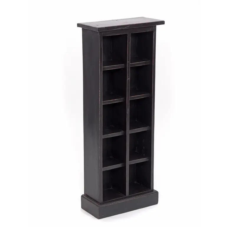 RUSTIKALES CD & BÜCHERREGAL NATURE | 94x36cm(HxB) Holzregal 10 Fächer | Farbe