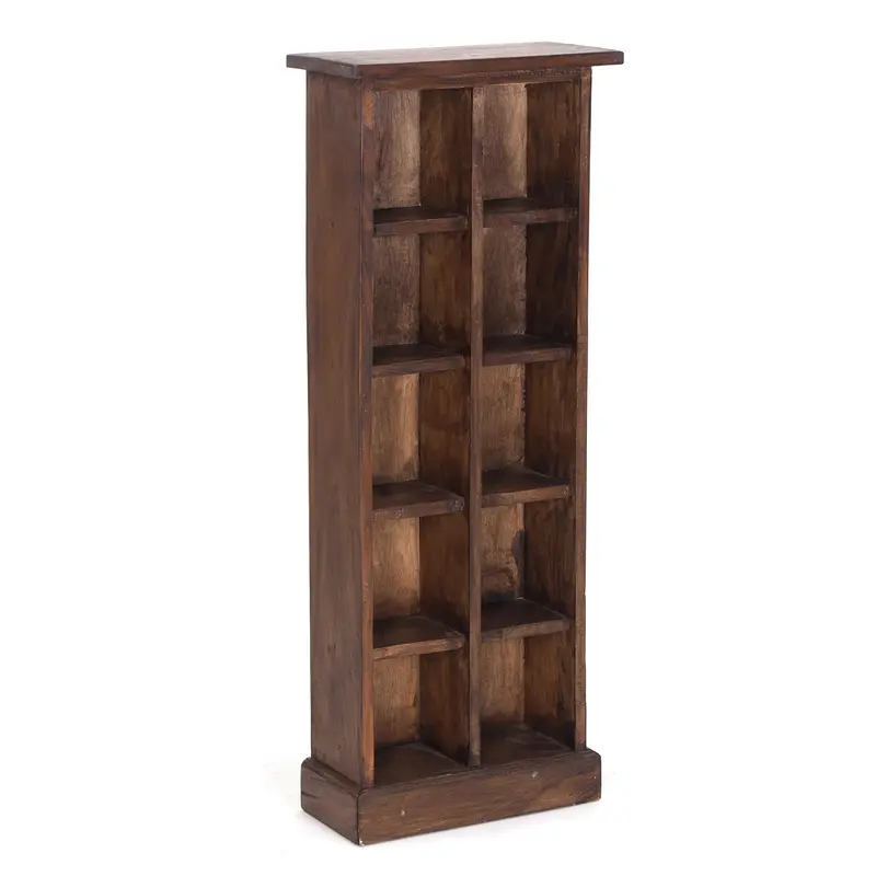 RUSTIKALES CD & BÜCHERREGAL NATURE | 94x36cm(HxB) Holzregal 10 Fächer | Farbe