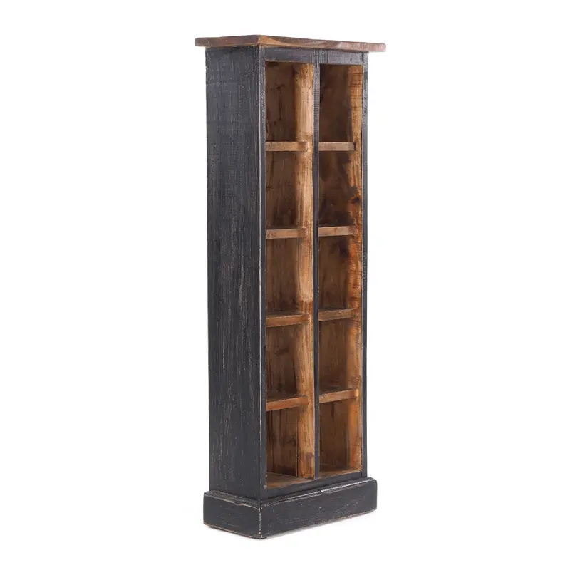 RUSTIKALES CD & BÜCHERREGAL NATURE | 94x36cm(HxB) Holzregal 10 Fächer | Farbe
