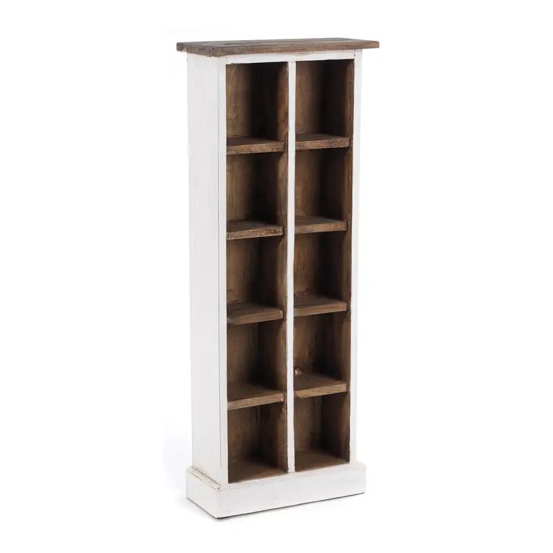 RUSTIKALES CD & BÜCHERREGAL NATURE | 94x36cm(HxB) Holzregal 10 Fächer | Farbe