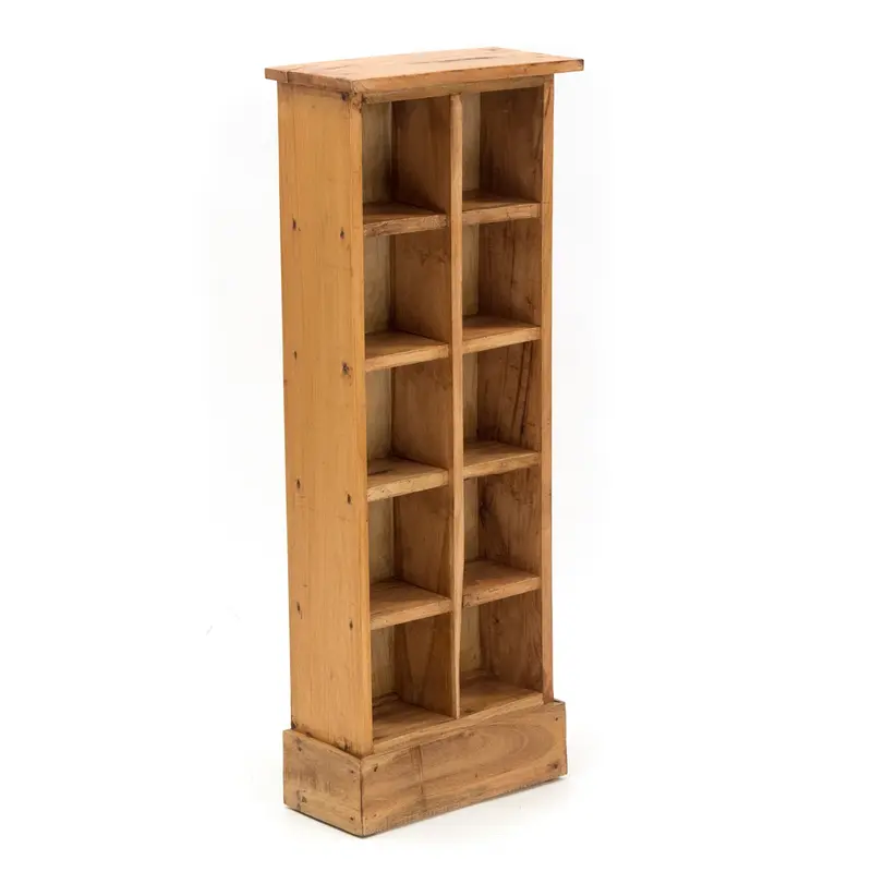 RUSTIKALES CD & BÜCHERREGAL NATURE | 94x36cm(HxB) Holzregal 10 Fächer | Farbe