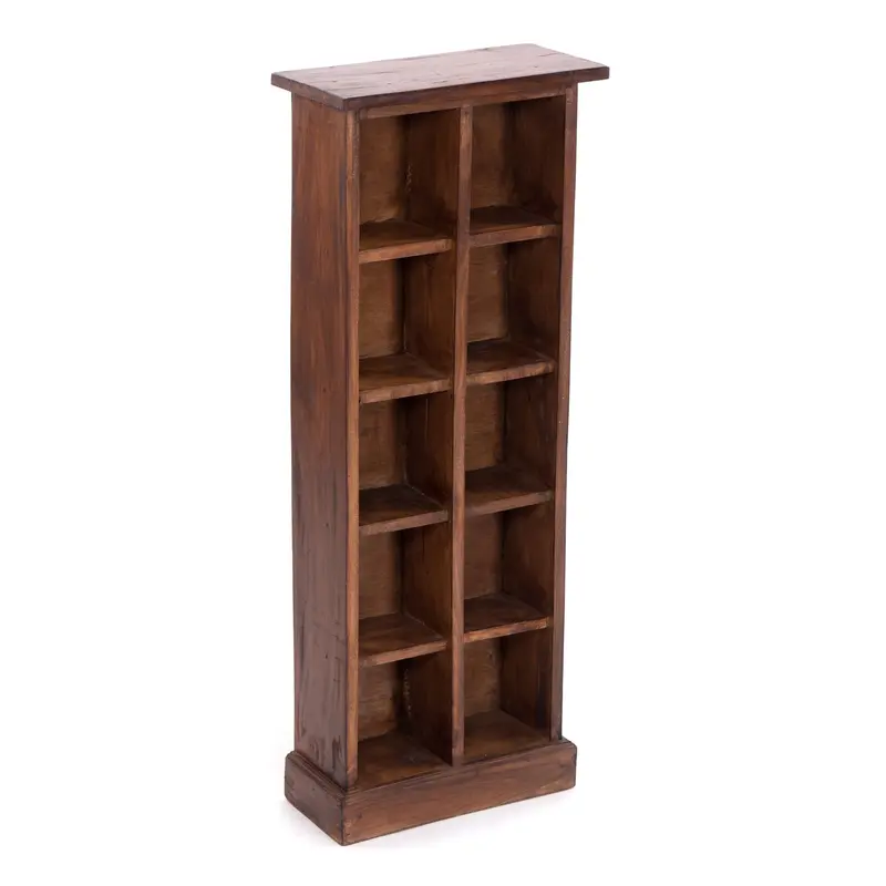 RUSTIKALES CD & BÜCHERREGAL NATURE | 94x36cm(HxB) Holzregal 10 Fächer | Farbe