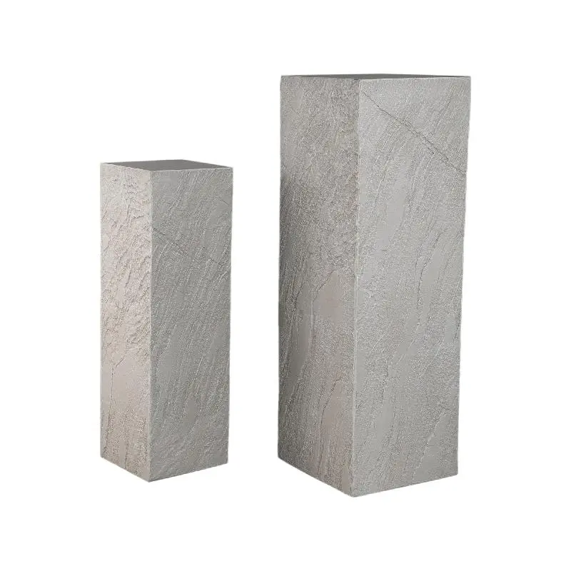 Säule – Steinoptik Design, Quadratische Form, Faserzement Material, Beige – Berwin | PTMD