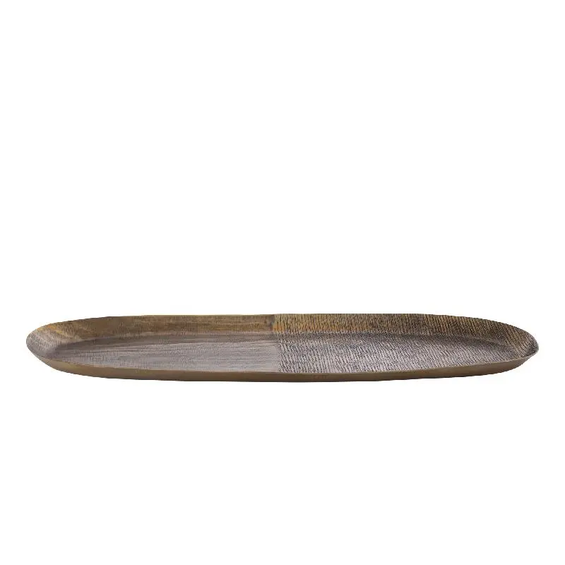 Schale – Geripptes Design, Ovale Form, Aluminium Material, Gold, L – Jowad | PTMD