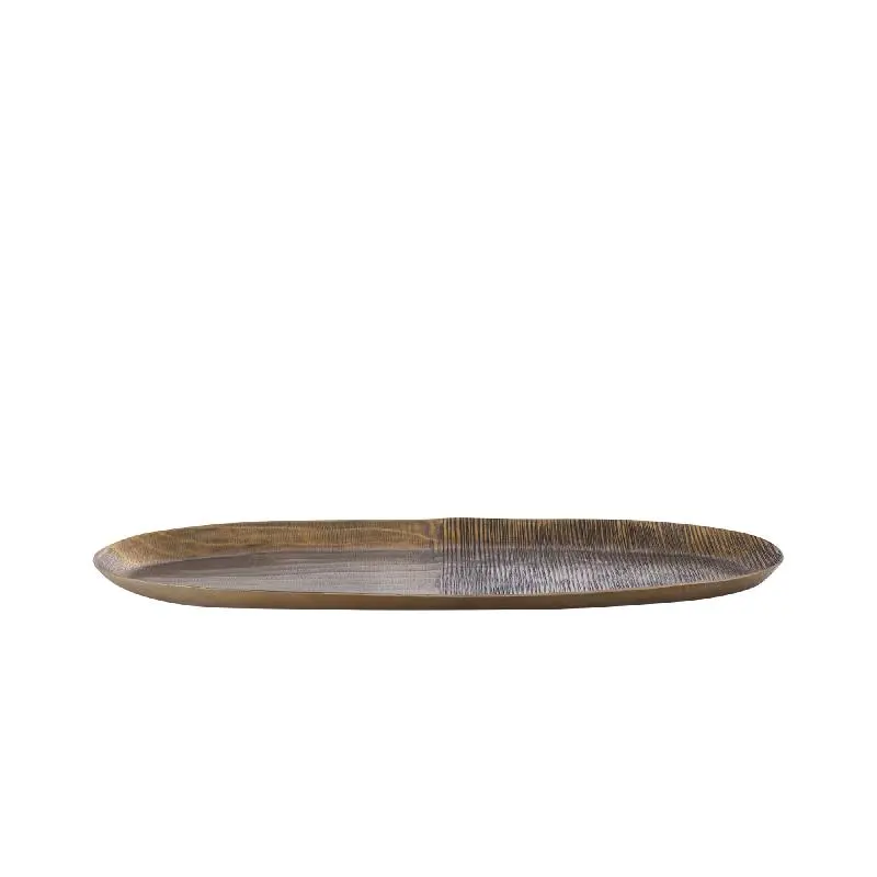 Schale – Geripptes Design, Ovale Form, Aluminium Material, Gold, S – Jowad | PTMD