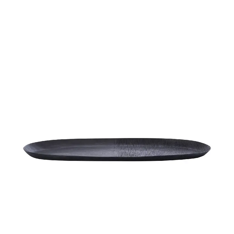 Schale – Geripptes Design, Ovale Form, Aluminium Material, Grau, S – Jowad | PTMD