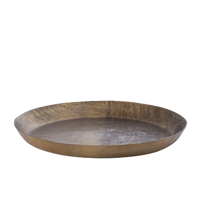 Schale – Geripptes Design, Runde Form, Aluminium Material, Gold, L – Jowad | PTMD