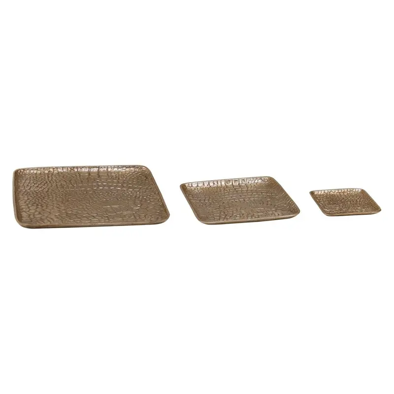 Schale – Goldene Farbe, Krokodil Muster, Aluminium Material – Nile | PTMD