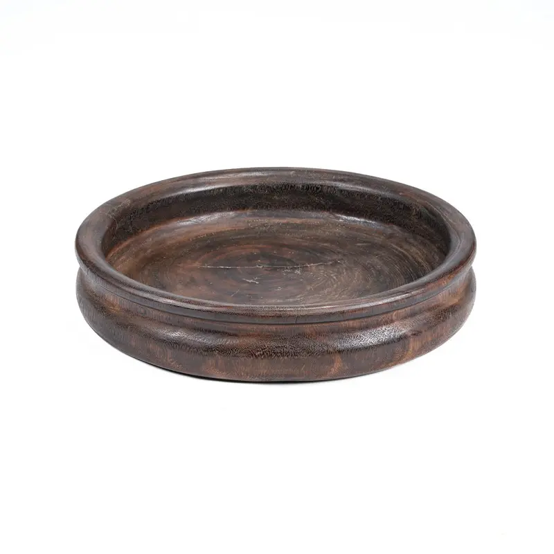 Schale – Mangoholz Material, Runde Form, Dunkle Walnussfarbe – Banyan | Bazar Bizar Antwerp