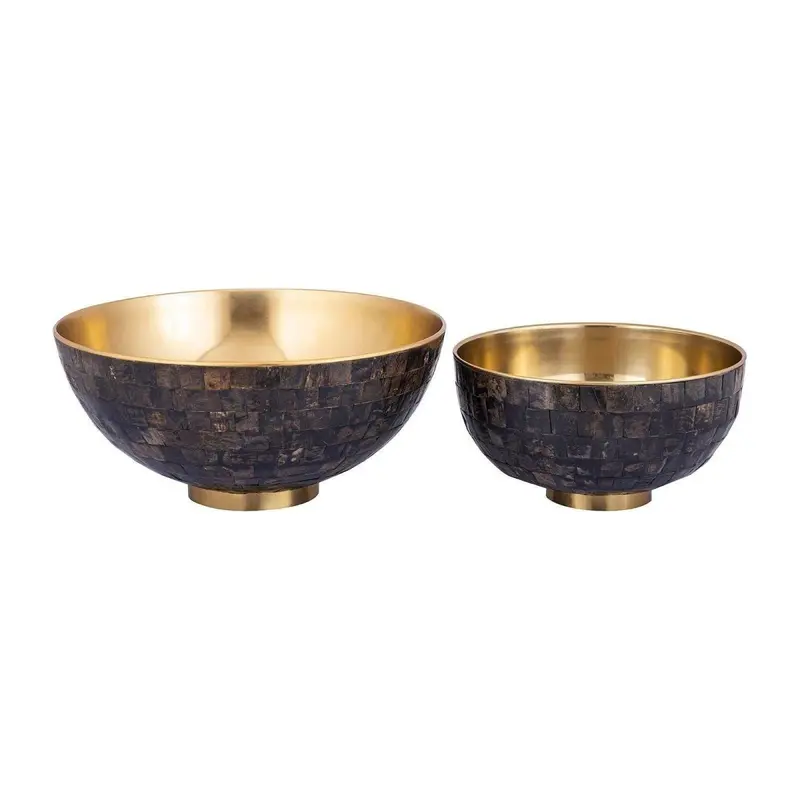 Schale – Schwarzes Hornmosaik, Goldene Innenseite, Glänzende Oberfläche – Loder | PTMD