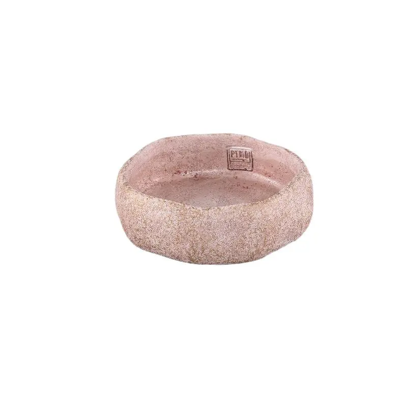 Schale - Zement, unregelmäßige Form, rund, Rosa, massive Ausführung, S – Yadin | PTMD