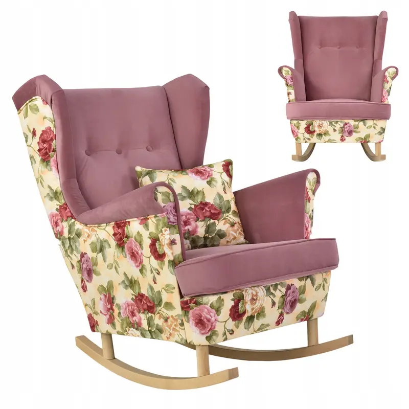 Schaukelsessel Ari rosa / beige Schaukelfunktion Ausführung ROSE 01 / TRINITY 23