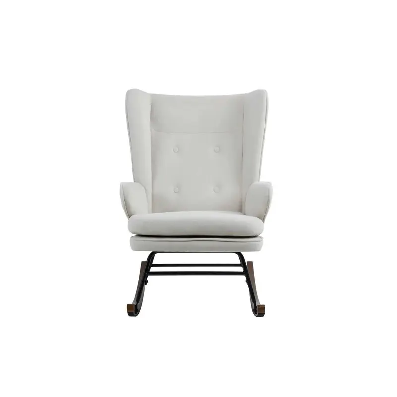 Schaukelstuhl – Beige Farbgebung, Samtbezugs Komfort, Schaukelmechanik, 95 cm - Melorie 125 | Kayoom