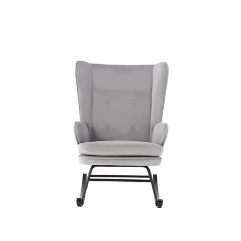 Schaukelstuhl – Graue Farbgebung, Samtbezugs Komfort, Schaukelmechanik, 95 cm - Melorie 125 | Kayoom