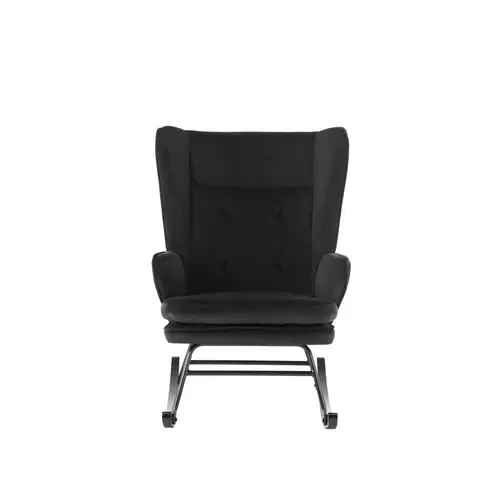 Schaukelstuhl – Schwarze Farbgebung, Samtbezugs Komfort, Schaukelmechanik, 95 cm - Melorie 125 | Kayoom