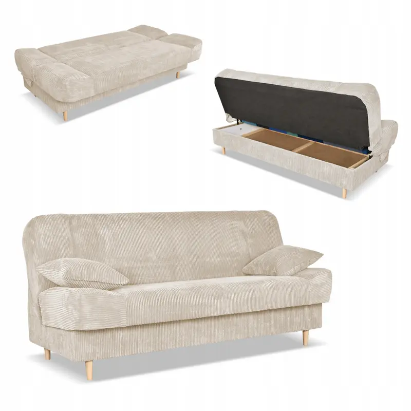 Schlafsofa Belito beige Bonell-Federkern Stauraum Ausführung Sofa