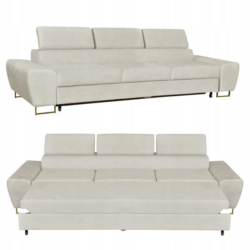 Schlafsofa Bosso beige Samtoptik Schlaffunktion Ausführung Bosso Forte 20
